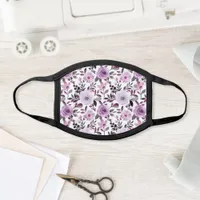 Girly Lavender Purple Roses Watercolor Floral Face Mask