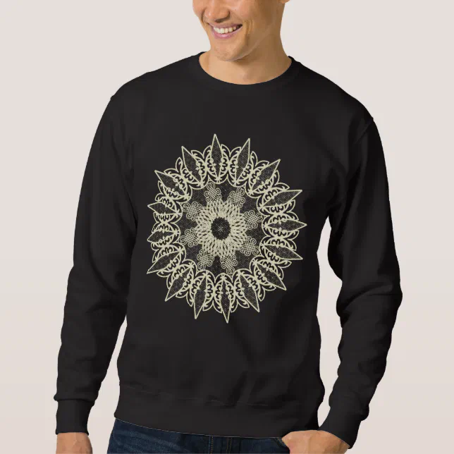 Egg shell geometric lace mandala sweatshirt