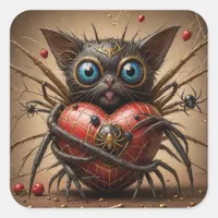 Spider Cat Fantasy Square Sticker