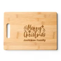 Monogram Family Name Merry Christmas | Cutting Board