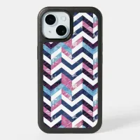 Blue Pink White Marble Chevron iPhone 15 Case