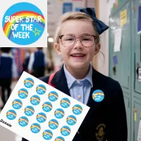 Superstar star pupil of the week amazing student  classic round sticker