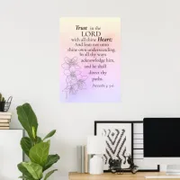 Trust in the Lord Bible Verse Floral Watercolor Poster