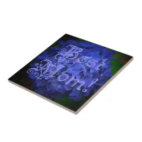 Best Mom with Blue Flower Background Ceramic Tile