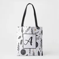 Boho Basic Black and White Tote Bag