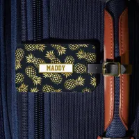 Navy Blue And Gold Pineapple Luggage Tag