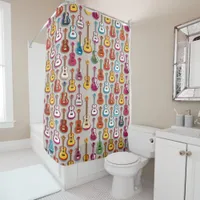 Vibrant Multi-colored Guitar Musical Style Shower Curtain