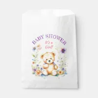 Teddy Bear in Flowers Girl's Baby Shower Favor Bag