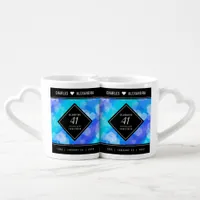 Elegant 41st Blue Topaz Wedding Anniversary Coffee Mug Set