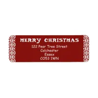 Merry Christmas Red And White Pattern Address Label