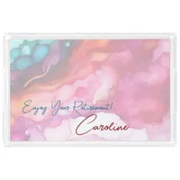 Enjoy Your Retirement Pastel Fluid Colors Acrylic Tray