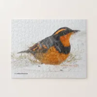 Beautiful Varied Thrush Songbird in the Snow Jigsaw Puzzle