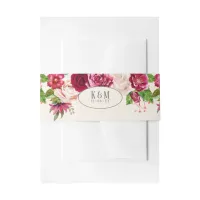 Roses Burgundy/Cream Wedding ID584 Invitation Belly Band