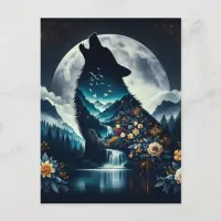 Howling Wolf | Full Moon Ai Art Postcard