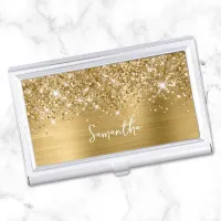 Glittery Gold Glam Name Business Card Case