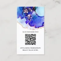 *~* BOLD Blue  QR CODE Yummy  Gold Gilded  AP29 Business Card