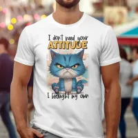 The Rebel Feline: Blue Cat With Yellow Eyes T-Shirt