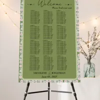 Elegant Floral Embrace 12-Table Seating Chart Foam Board