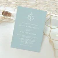 Sea Glass Nautical Monogram Anchor Minimal Wedding Invitation
