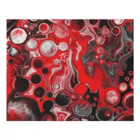 Red, White and Black Pour Painting Fluid Art  Faux Canvas Print