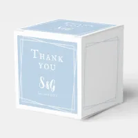 Light Blue Stylish Script Custom Elegant Wedding Favor Boxes