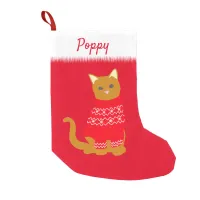 Christmas Cat in Festive Red Jumper Small Christmas Stocking