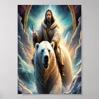 (AI Generated ) Jesus on a polar bear 5x7 Poster