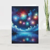 Personalized Fourth of July Fireworks Reflection Card