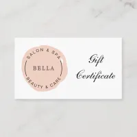 Minimal Modern Blush Salon Spa Gift Certificate