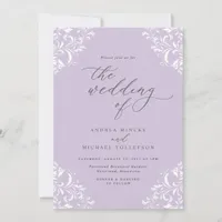 Elegant Vintage Lavender Purple Wedding Invitation