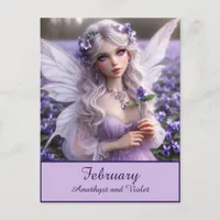 Beautiful February Fairy in Violets Postcard