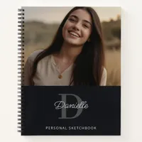 Elegant Simple Monogram Custom Photo Sketchbook Notebook