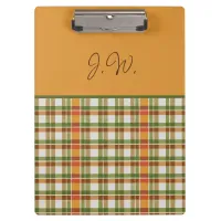 Orange and Green Gingham Clipboard