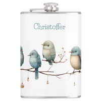 Whimsical Birds on Branches Timeless Elegance Flask