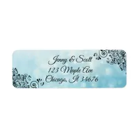 Blue and Black Decorative Return Address Labels