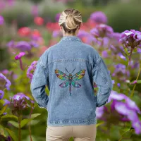 Colorful Dragonfly Ai Art Denim Jacket