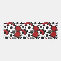 Red, Black and White Floral  Outdoor Rug