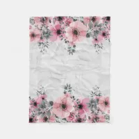 Romantic Elegant Antique Floral Composition Fleece Blanket