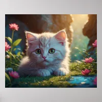 *~* Tan Kitty AP68 5:4 Fluffy Feline Kitten Poster