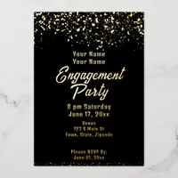 Black and Gold Foil Engagement Party Foil Invitation