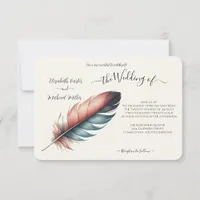 Whispers of Grace Feathered Elegance Minimalism Invitation