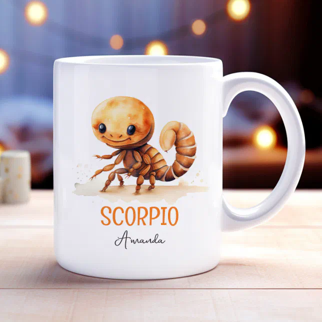 Cute Watercolor Illustration Scorpio Zodiac Name Coffee Mug