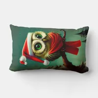 Vintage Cute Santa Owl Christmas Lumbar Pillow