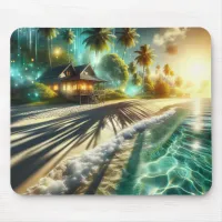 Beautiful Sunset Beach House Themed Mouse Pad