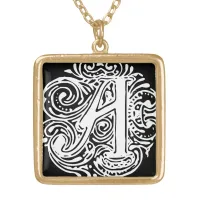 Monarchia White Letter "A" Square Necklace Gold