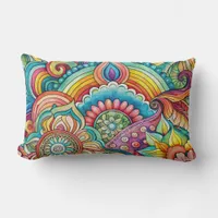  Psychedelic Hippie Swirl  Lumbar Pillow