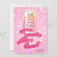 Petals & Prosecco Pink Ribbon Garden Bridal Shower Invitation