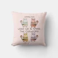 cute cats for cat lovers and coffee lovers throw pillow