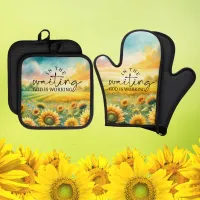 Faith Sunflower  Oven Mitt & Pot Holder Set