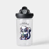 Cute Kawaii Skunk with Bubble Tea Personalized Water Bottle